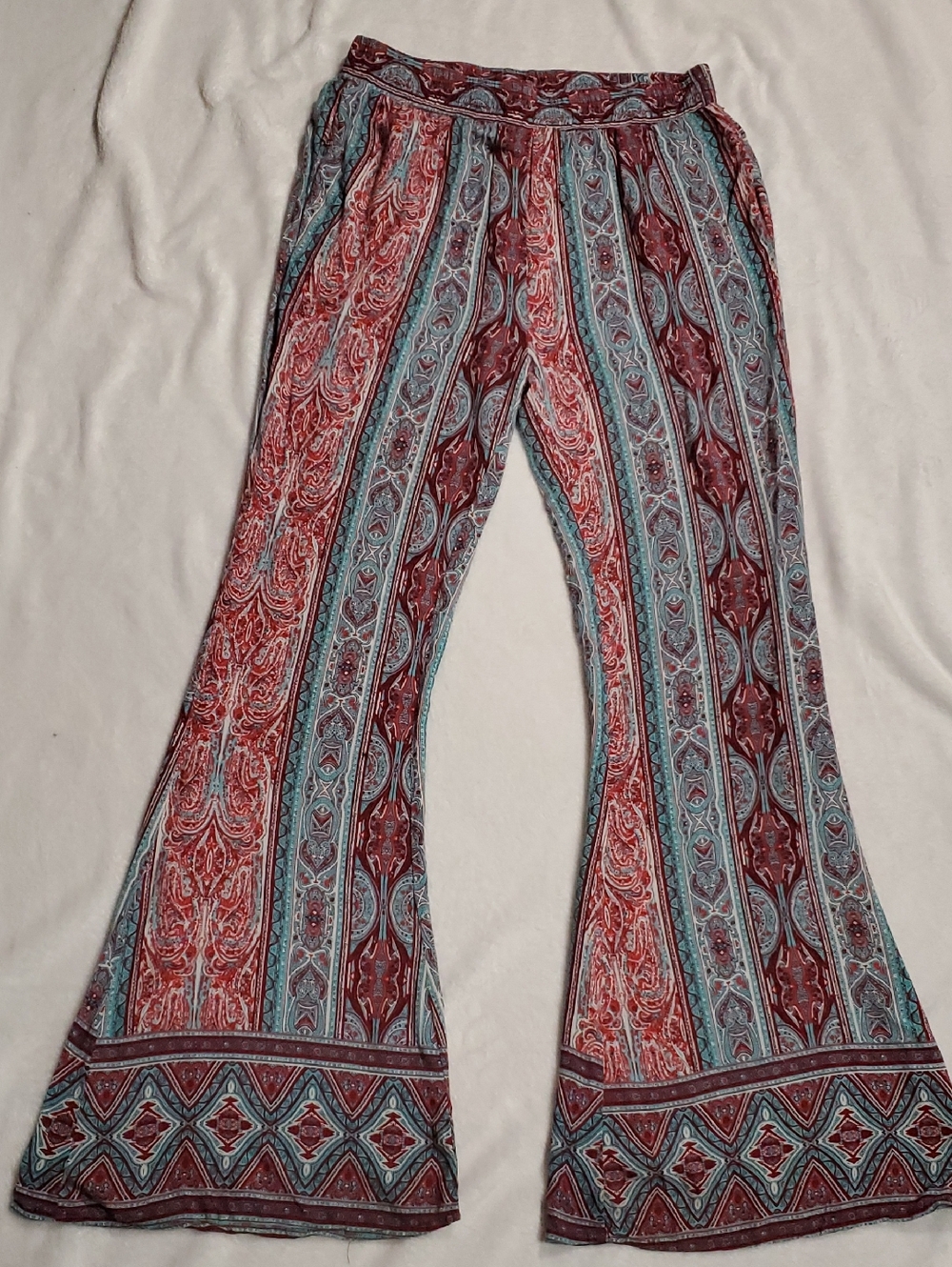 Umgee NWOT Red and Teal Boho Flare Pants
